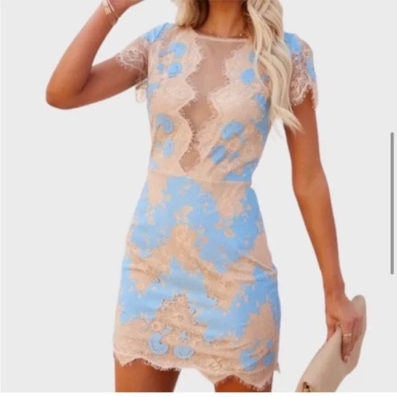 NWT Storia Aries Lace Mesh Mini Dress - Picture 1 of 14